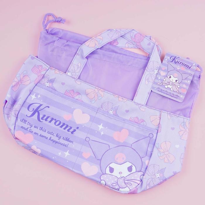 Bento & Lunch Boxes |  Kuromi Ribbon Love Drawstring Lunch Bag Bento & Lunch Boxes Bento & Lunch Boxes