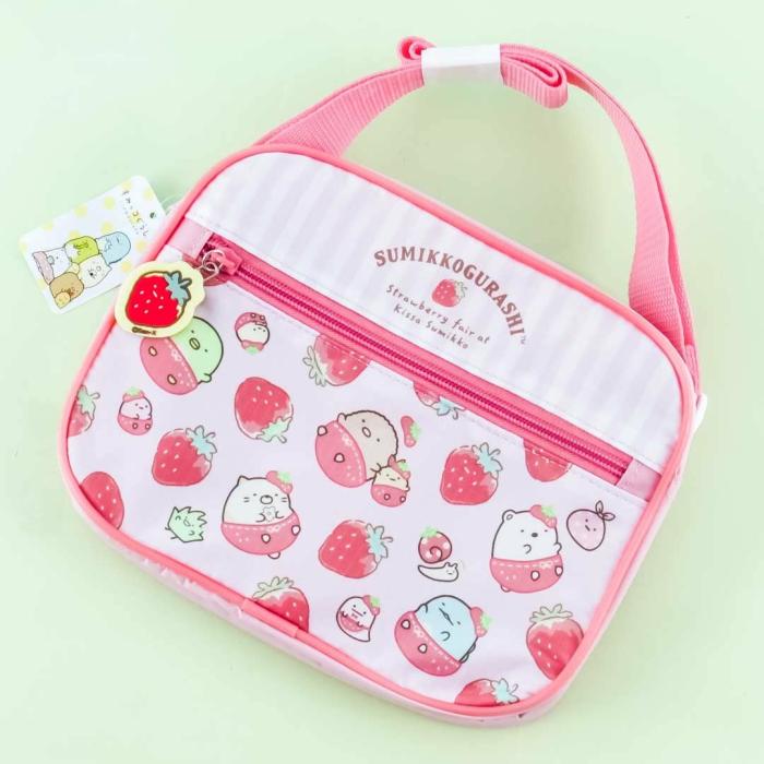 Bento & Lunch Boxes |  Sumikko Gurashi Strawberry Fair Sling Lunch Bag Bento & Lunch Boxes Bento & Lunch Boxes