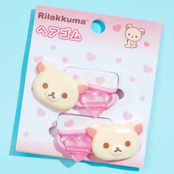 Hair Goods |  Korilakkuma Pastel Pink Heart Hair Tie Set – 2 Pcs Accessories Hair Goods