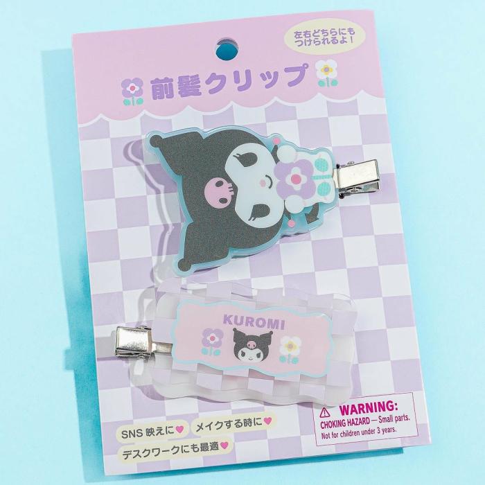 Hair Goods |  Kuromi Pastel Checker Hair Clip Set Accessories Hair Goods