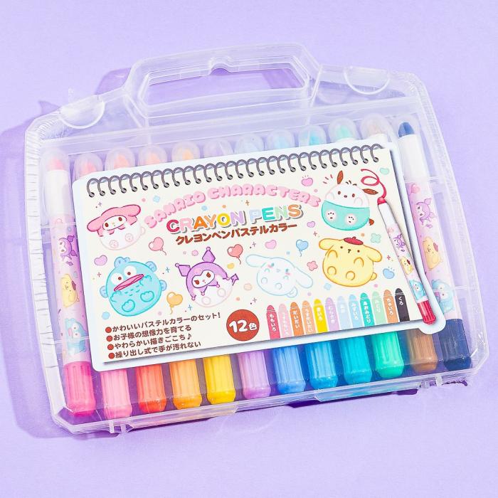 Highlighters & Markers |  Sanrio Characters Crayon Twist Pen Set – 12 Pcs Highlighters & Markers Highlighters & Markers