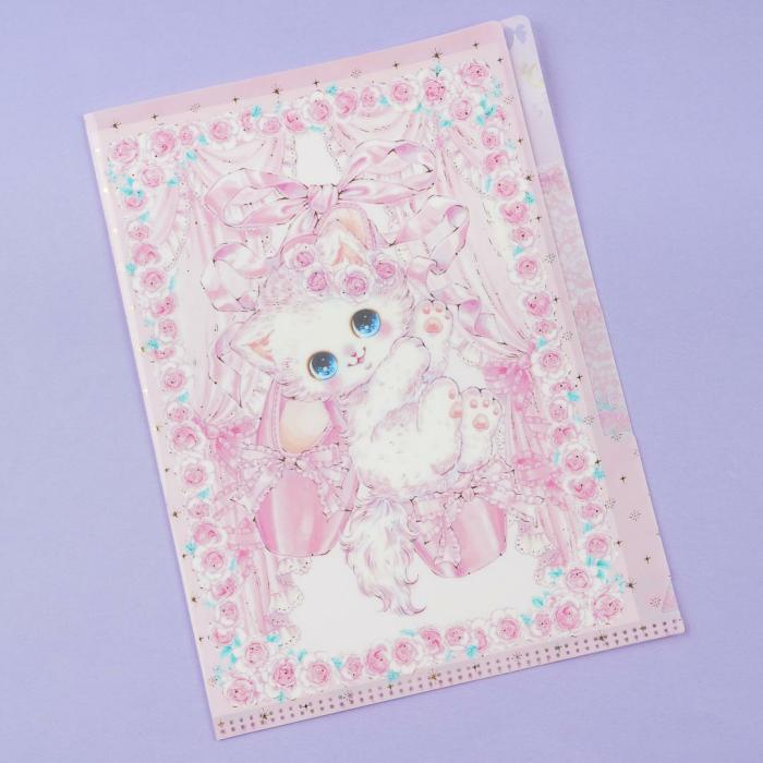 More Stationery |  Amenomori Fumika Flowery Neko Multi-Pocket A5 File Folder More Stationery More Stationery