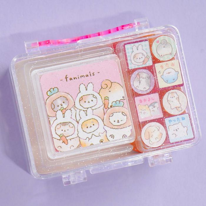 More Stationery |  Fanimals Stamp Set With Glitter Case More Stationery More Stationery