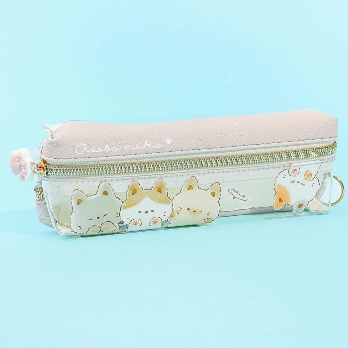 Pencil Cases |  Asobo Neko Zippered Dual Compartment Pen Case Pencil Cases Pencil Cases