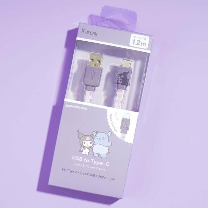 Phone Cases & Tech |  Kuromi & Baku Usb To Type-C Flat Cable Accessories Phone Cases & Tech