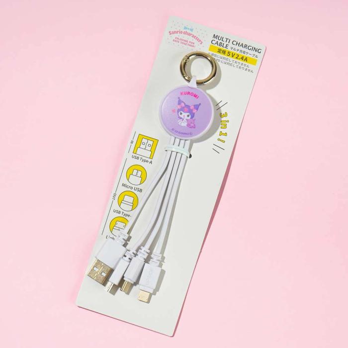 Phone Cases & Tech |  Kuromi Multi-Charging Cable Round Keychain Accessories Phone Cases & Tech