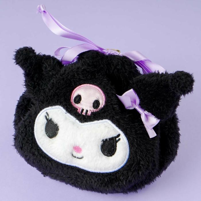 Pouches |  Kuromi Fluffy Face Drawstring Pouch Bags Pouches