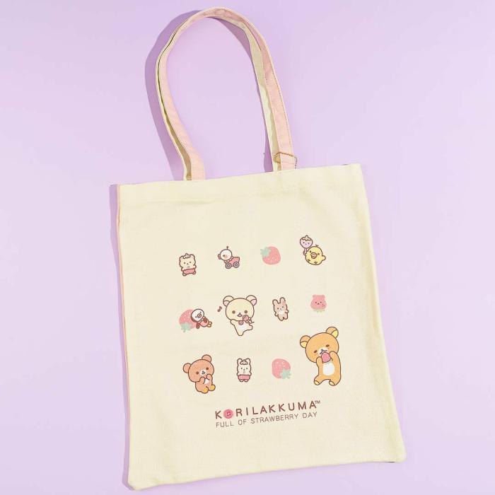 Tote Bags |  Korilakkuma Full Of Strawberry Day Two-Toned Tote Bag Bags Tote Bags