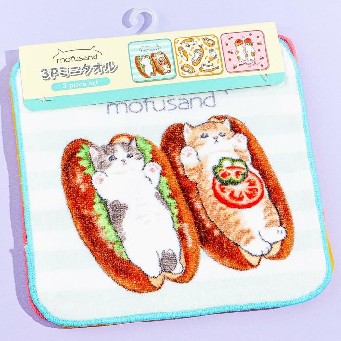 Travel |  Mofusand Food Fun Mini Towel Set – 3 Pcs Accessories Travel