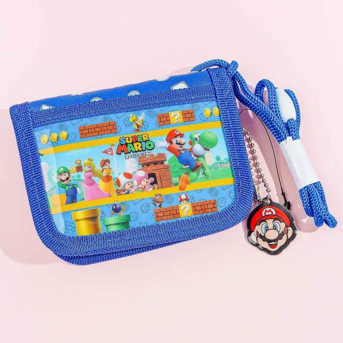 Wallets & Purses |  Super Mario Bi-Fold Wallet With Neck Strap – Navy Blue Accessories Wallets & Purses