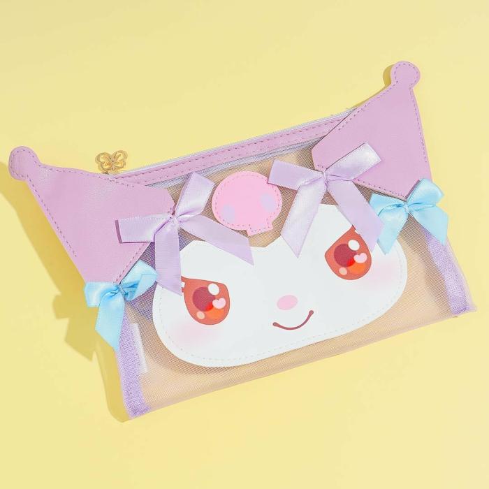 Pouches |  Kuromi Ribbon Ears Mesh Pouch Bags Pouches